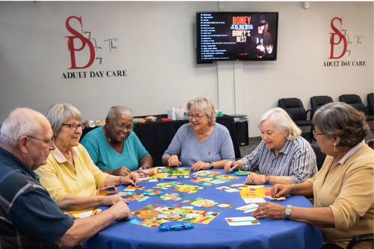 Seniors enjoying activities at Stay For The Day